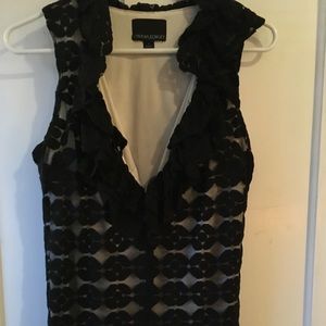 Mid length black lace top